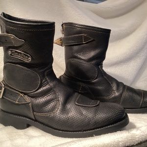 Gasoline Black Leather Motorcycle Boots